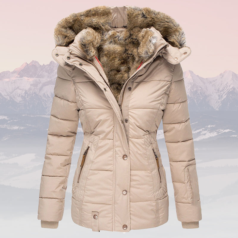 ModeGeist | Winter Warme Fellkragen Kapuzen-Daunenjacke - Isolierte Stilvolle Winterjacke