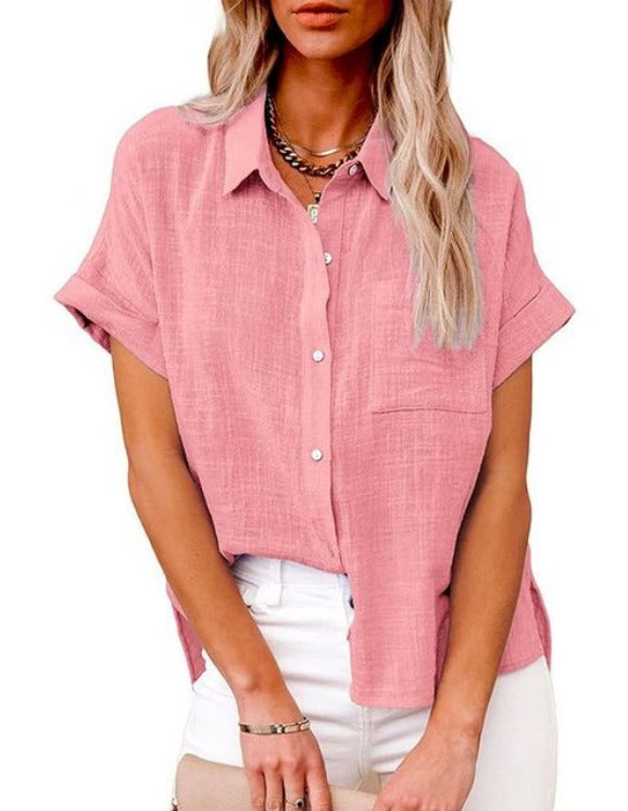 Baumwoll-Leinen Bluse Janice - Hellblau