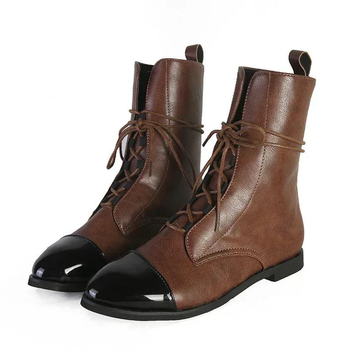 MODEGEIST Damen Vintage Stiefel Klassisches Design Wade Leder-Optik