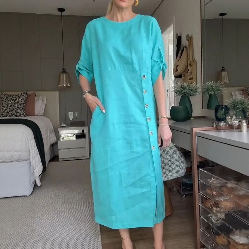 Leinen-Baumwollkleid ELEANOR