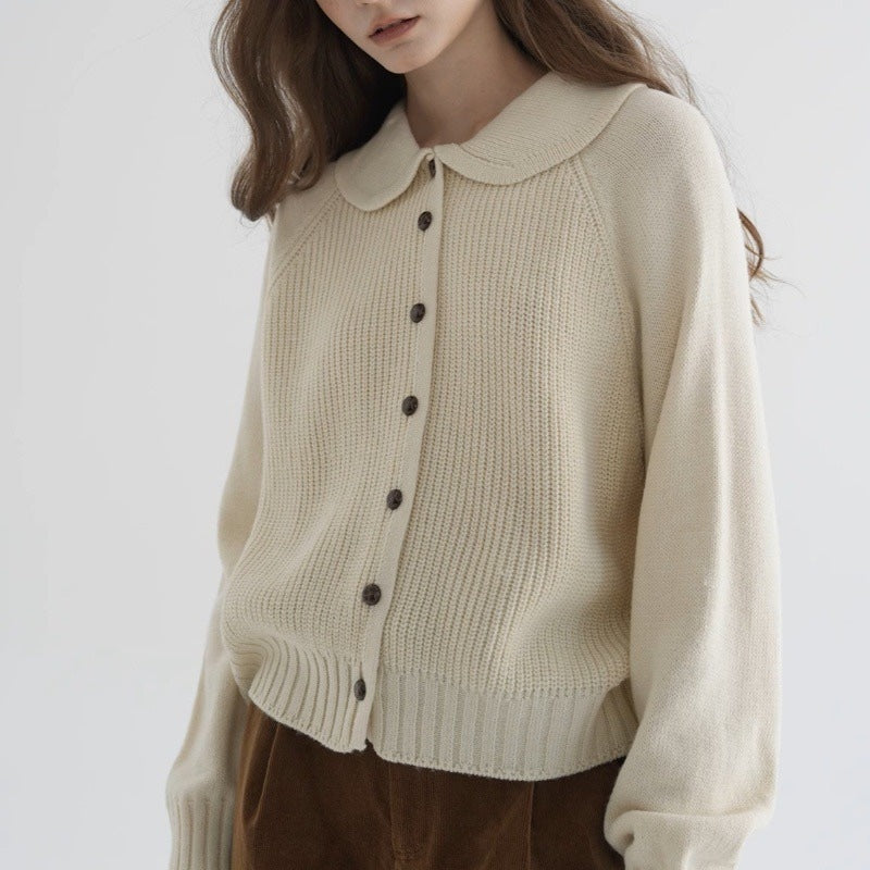 MODEGEIST Damen Cardigan Retro Puppenkragen Strick