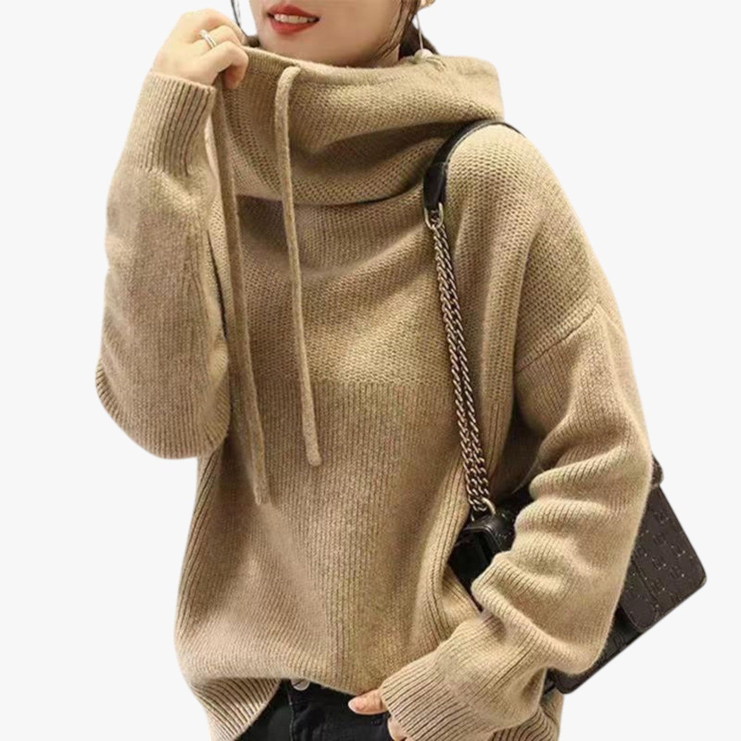ModeGeist | Oversized Strickpullover mit Hohem Kragen Acryl Warm und Komfortabel