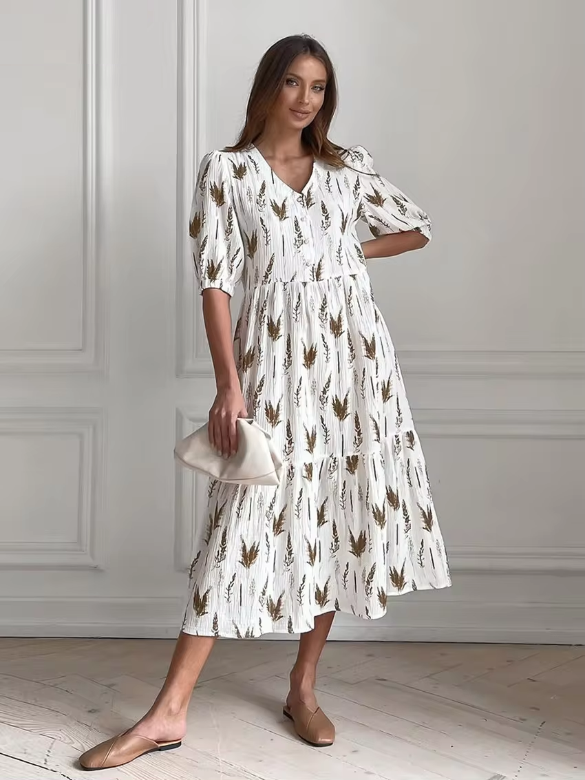 Elaina® Sommer-Midikleid mit V-Ausschnitt