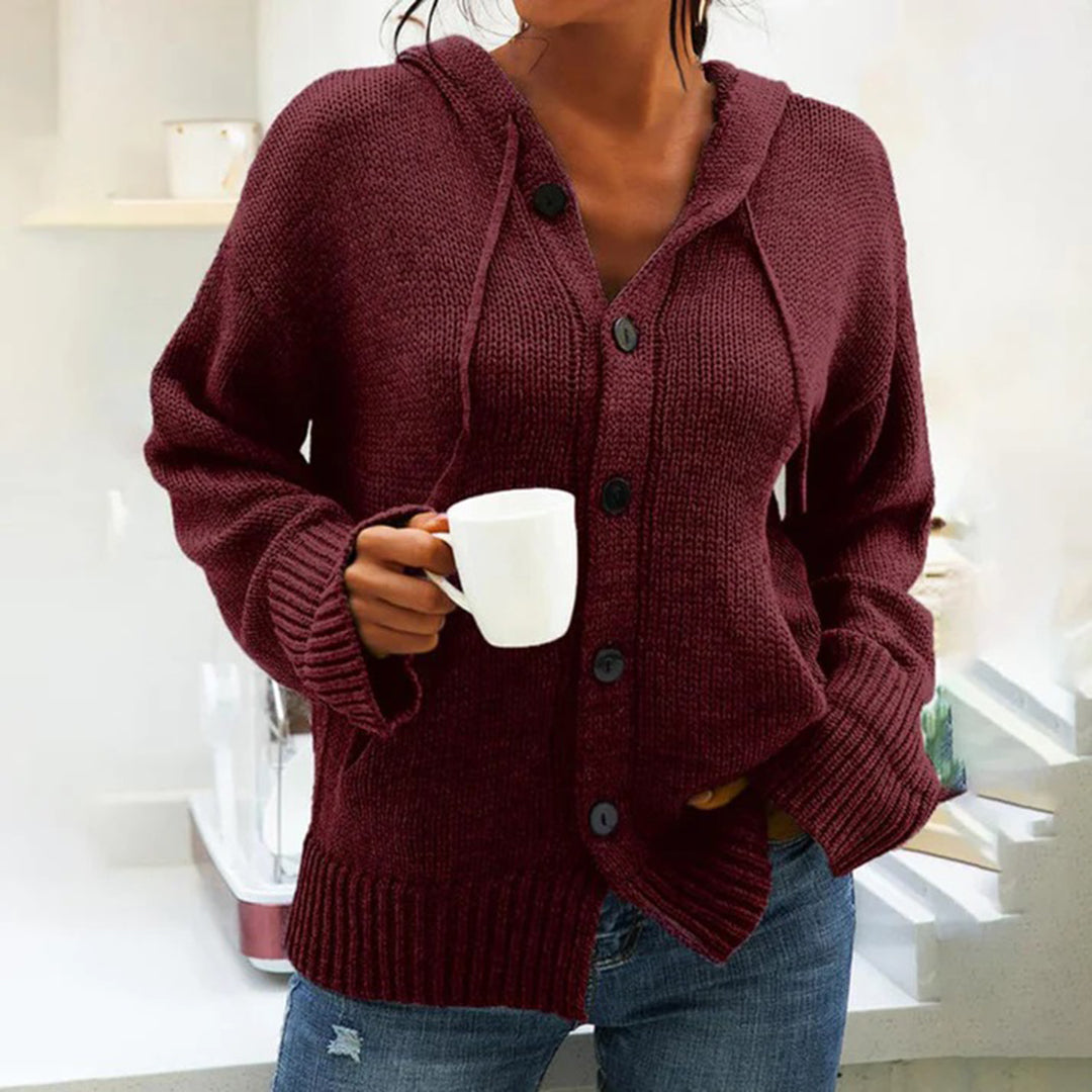 ModeGeist | Strickjacke mit Kapuze und Kordelzug