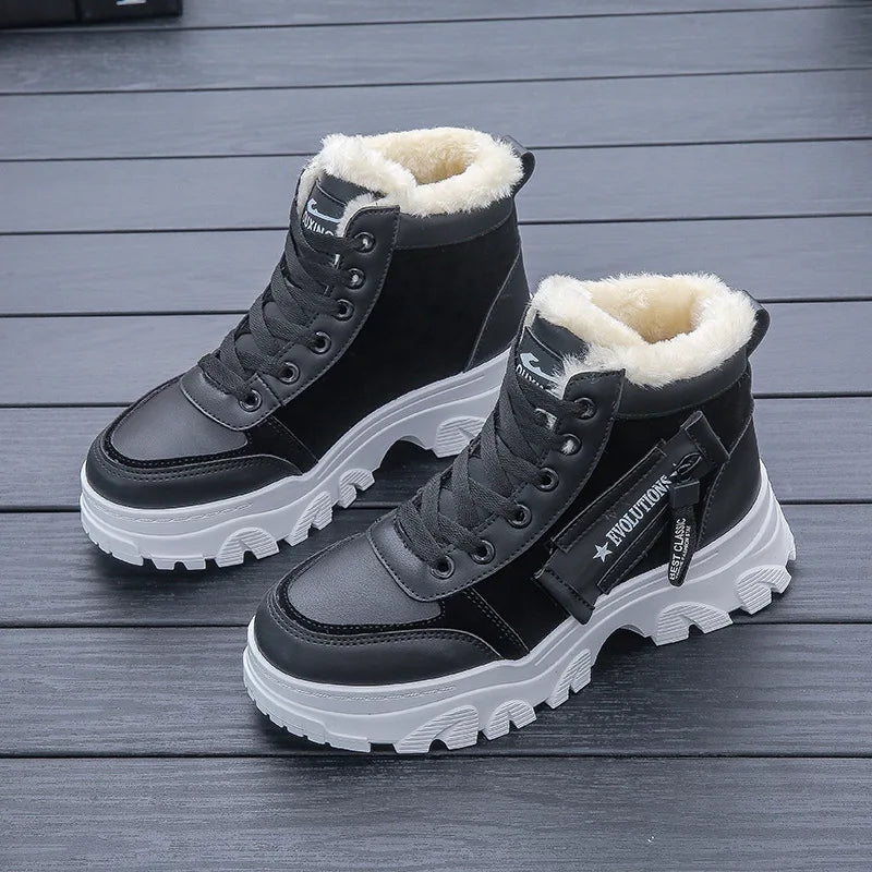 Damen-Winterstiefel aus Wildleder mit Kunstfell