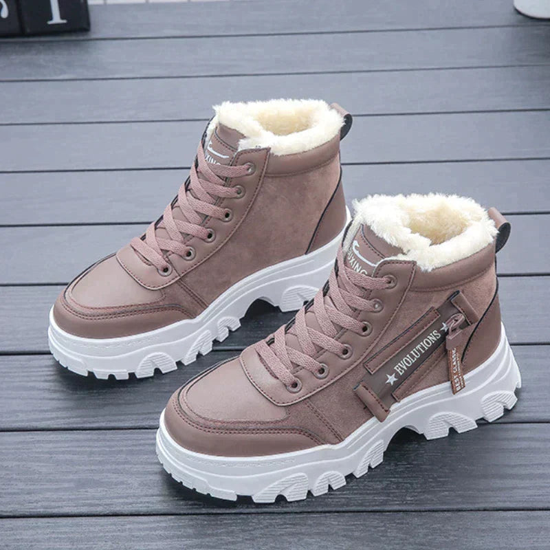 Damen-Winterstiefel aus Wildleder mit Kunstfell