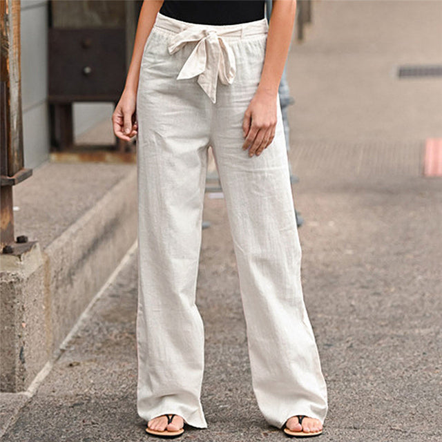 Damenhose mit weitem Bein und Kordelzug