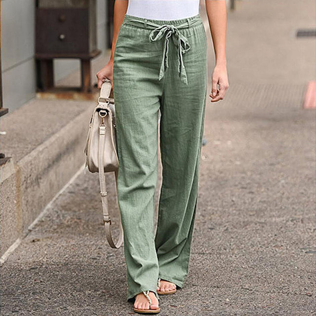 Damenhose mit weitem Bein und Kordelzug