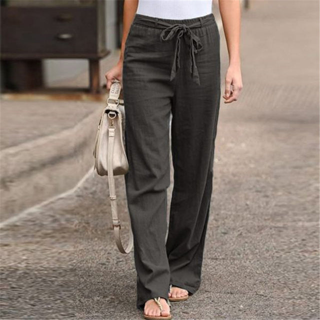Damenhose mit weitem Bein und Kordelzug