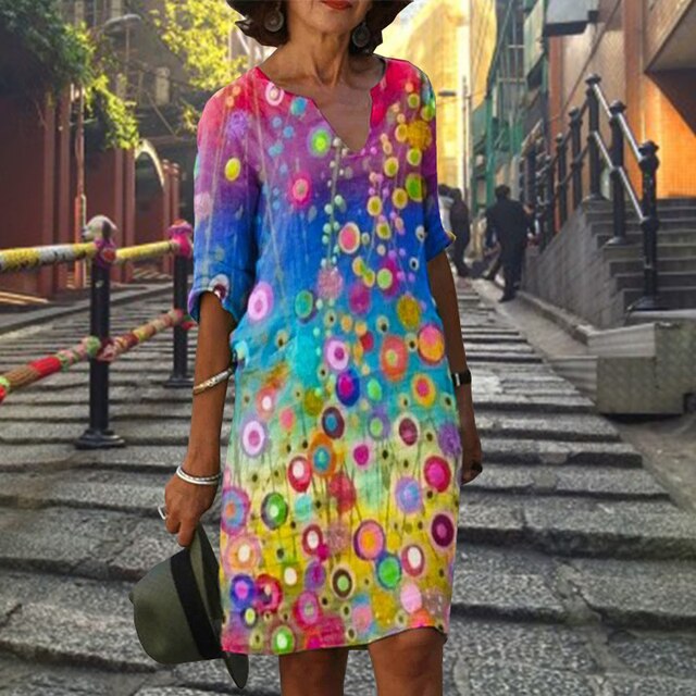 Hannah-Kleid mit V-Ausschnitt und halben Ärmeln