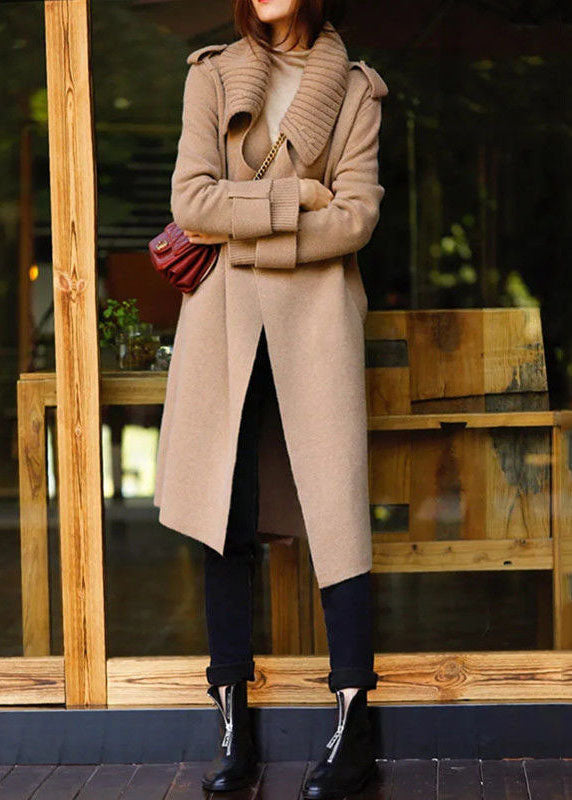 ModeGeist | Damen Kragen Stricken Patchwork Wolle Lose Strickjacken Winter