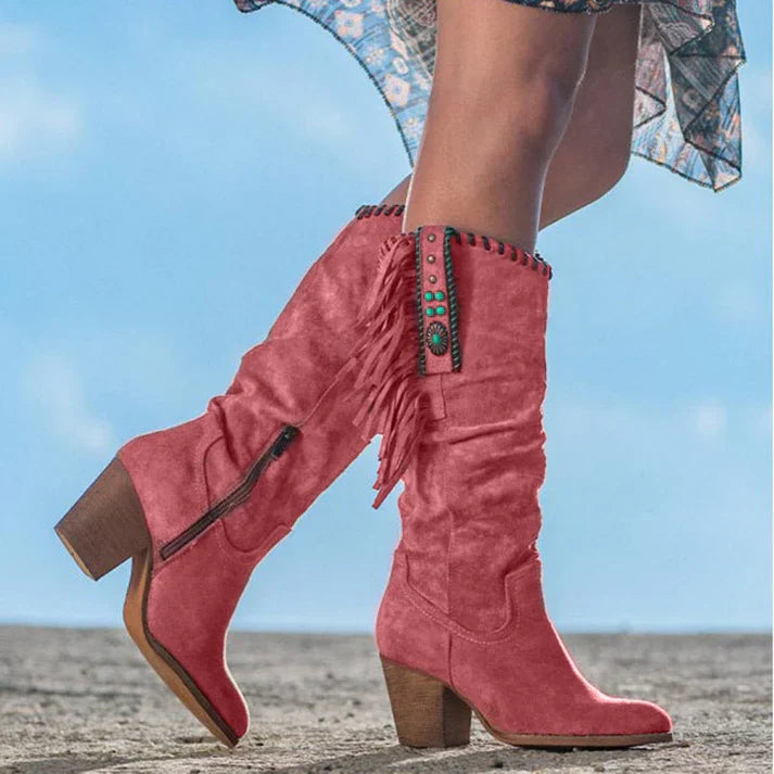 ModeGeist | Cowboy-Stiefel für den Winter Quadratische Absätze