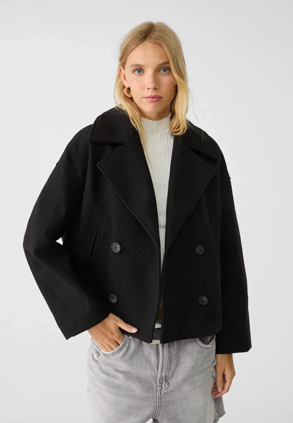 ModeGeist | Cropped Doppelreiher Mantel Boxy Kurze Jacke