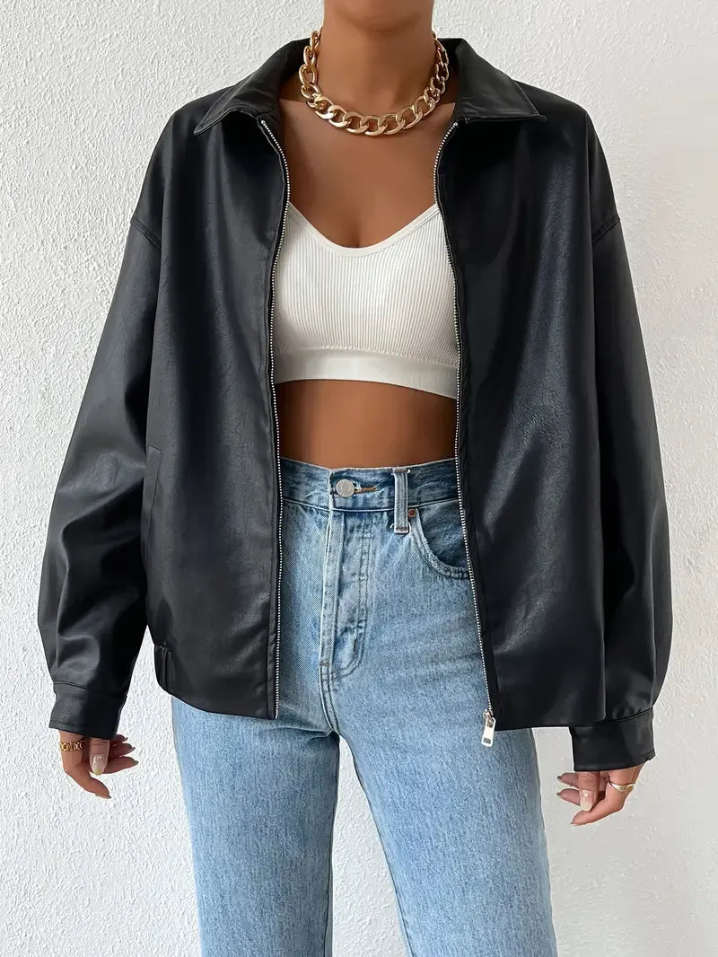 ModeGeist | Kunstleder Reißverschlussjacke