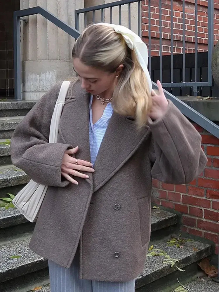 ModeGeist | Übergröße Woll Mischung Mantel Drop Shoulder