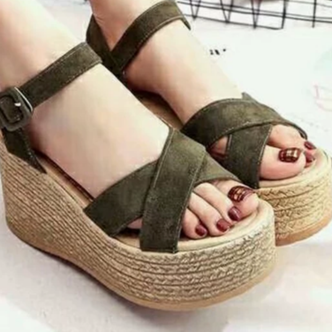 MODEGEIST Damen Keilabsatz Sandalen Gepolstert Verstellbar Sommer