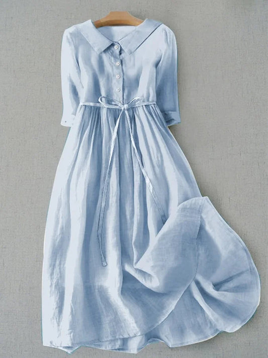 MODEGEIST Damen Midi-Kleid Drapiert Fließend Elegant