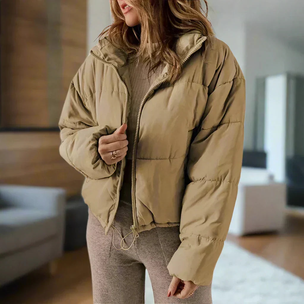 ModeGeist | Pufferjacke - Kurze Länge - Hoher Kragen - Reißverschluss - Verstellbare Passform