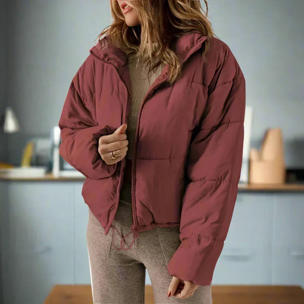 ModeGeist | Pufferjacke - Kurze Länge - Hoher Kragen - Reißverschluss - Verstellbare Passform