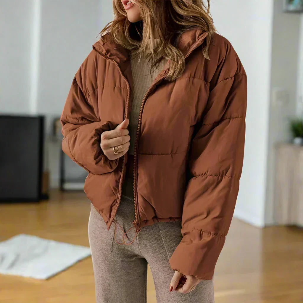 ModeGeist | Pufferjacke - Kurze Länge - Hoher Kragen - Reißverschluss - Verstellbare Passform