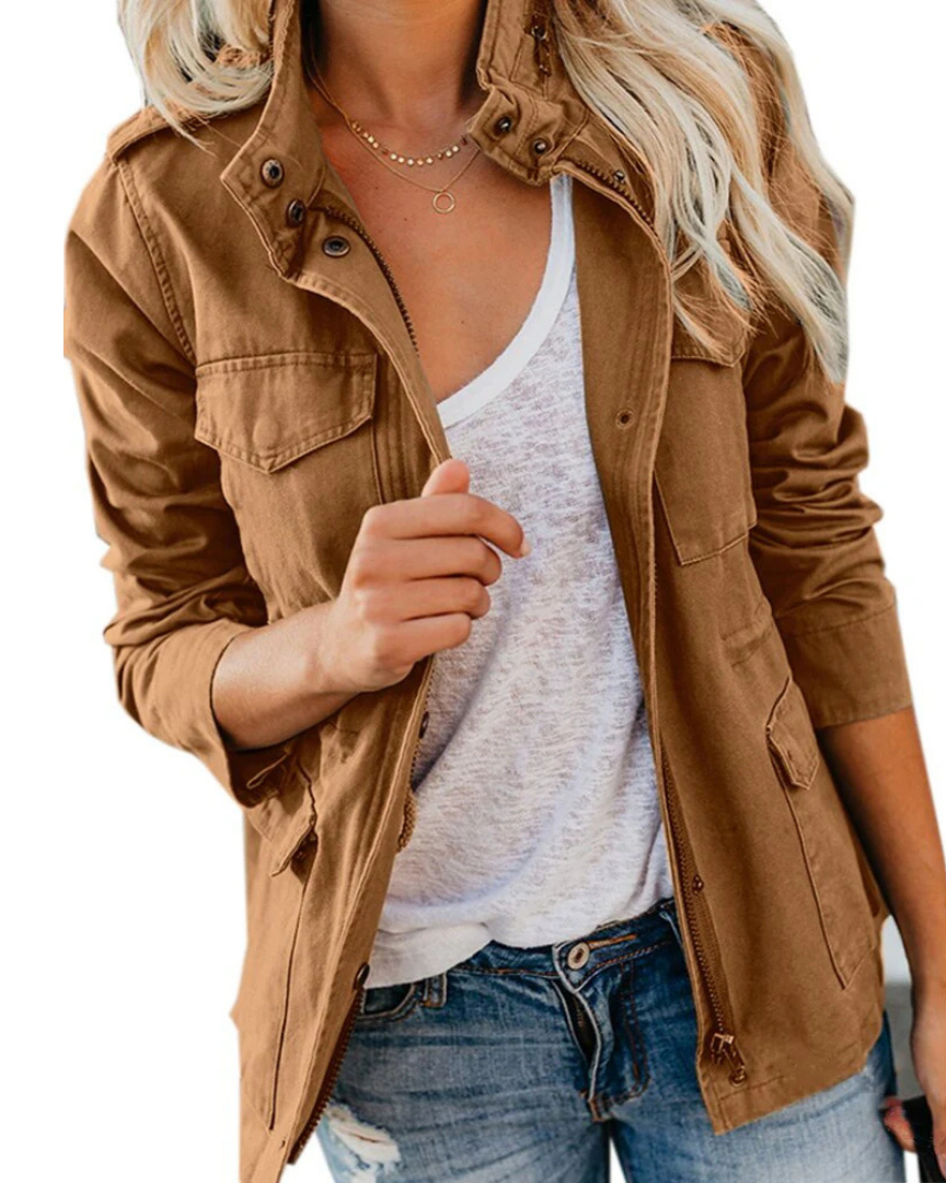 ModeGeist | Utility Jacke für Damen, Lässige Größenlänge