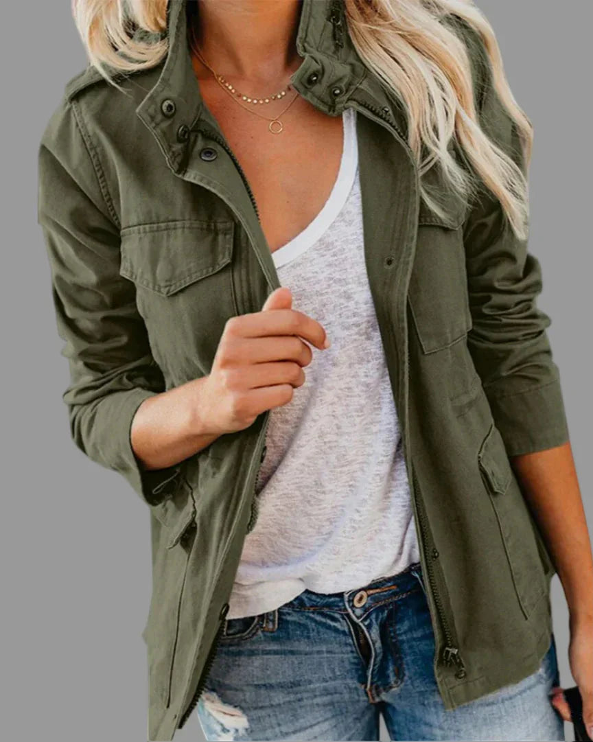 ModeGeist | Utility Jacke für Damen, Lässige Größenlänge