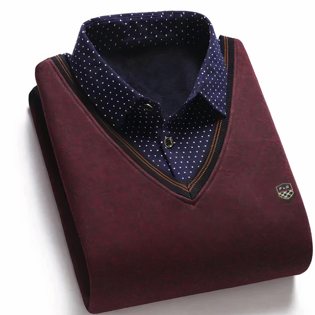 Herren-Pullover mit V-Ausschnitt und Polokragen