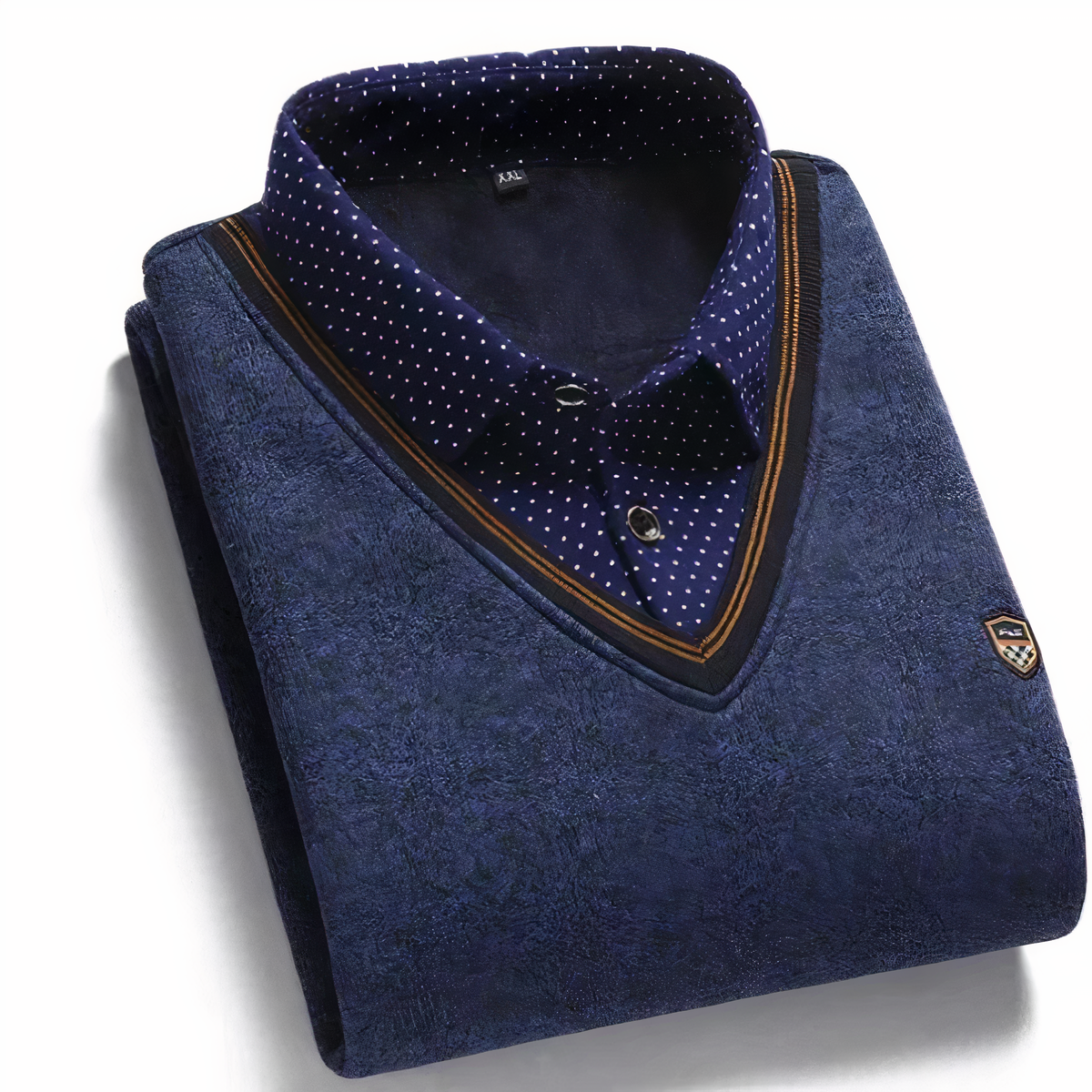 Herren-Pullover mit V-Ausschnitt und Polokragen
