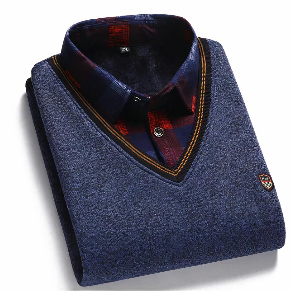 Herren-Pullover mit V-Ausschnitt und Polokragen