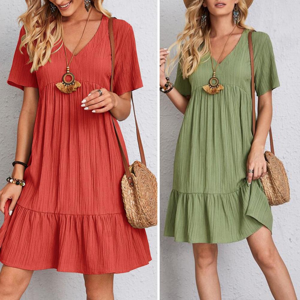 MODEGEIST Damen Kleid Kaschierend Schmeichelhafte Passform Mehrschichtig
