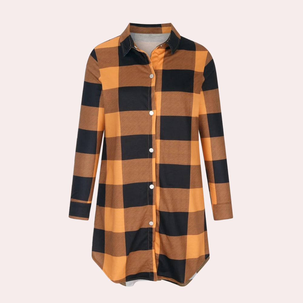 ModeGeist | Kariertes Herbstjacke in Midilänge für Damen