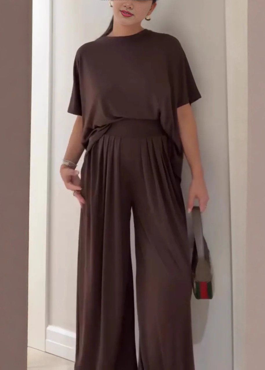 MODEGEIST Damen Casual Set Oversize-Top Wide-Leg Hose
