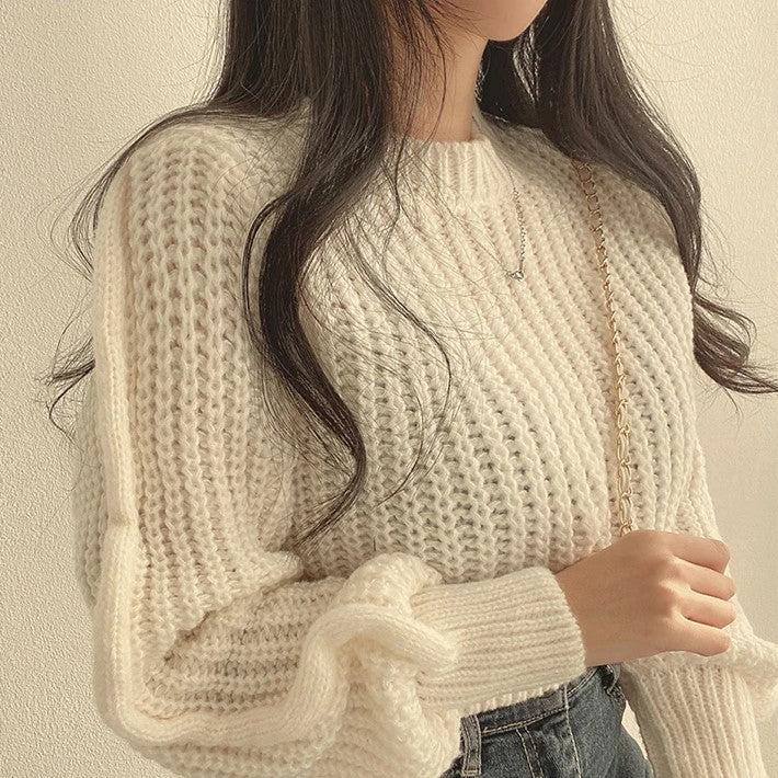 ModeGeist | Bequeme Damen Cropped Pullover mit Langen Ärmeln
