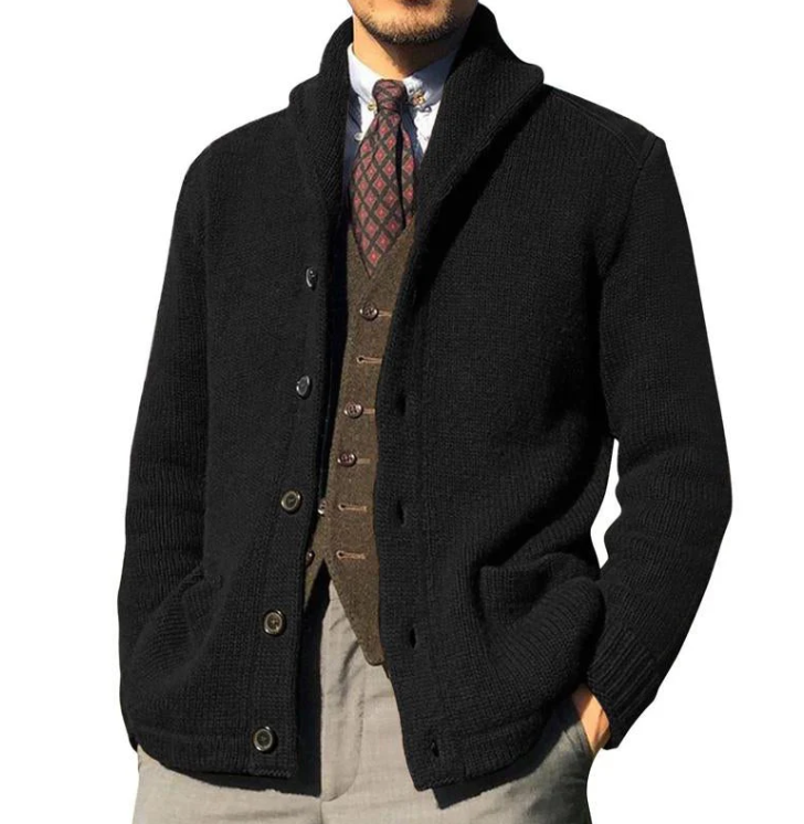 ModeGeist | Klassisches gestricktes Herrenjackett mit Knöpfen