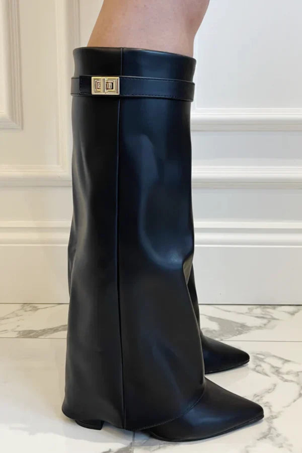 ModeGeist | Elegante Kniehoge Stiefel mit Riemchen