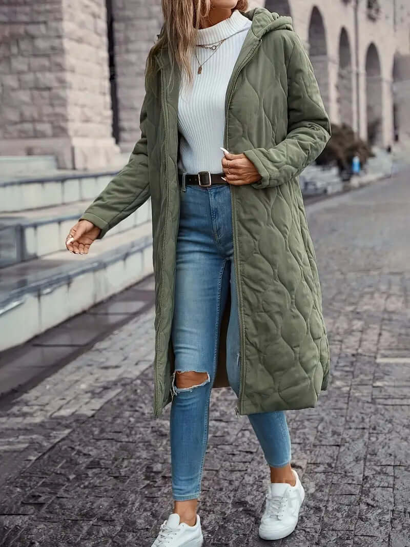 ModeGeist | Damen gesteppter Daunenmantel mit Kapuze
