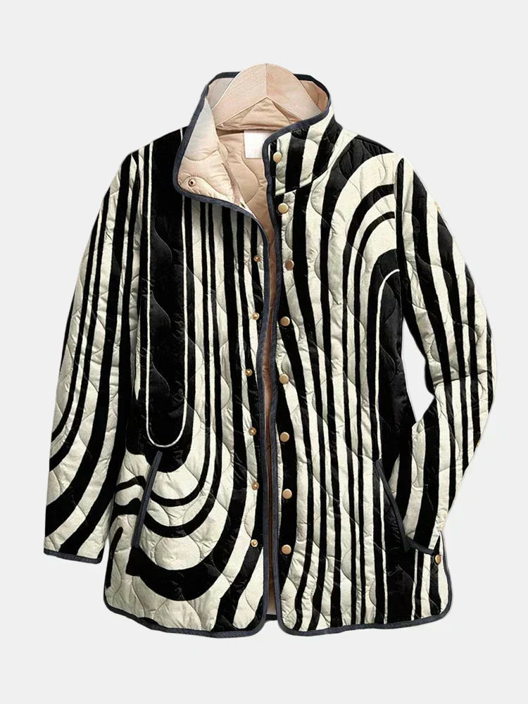 MODEGEIST Damen Steppjacke Geometrisch Grau Leicht