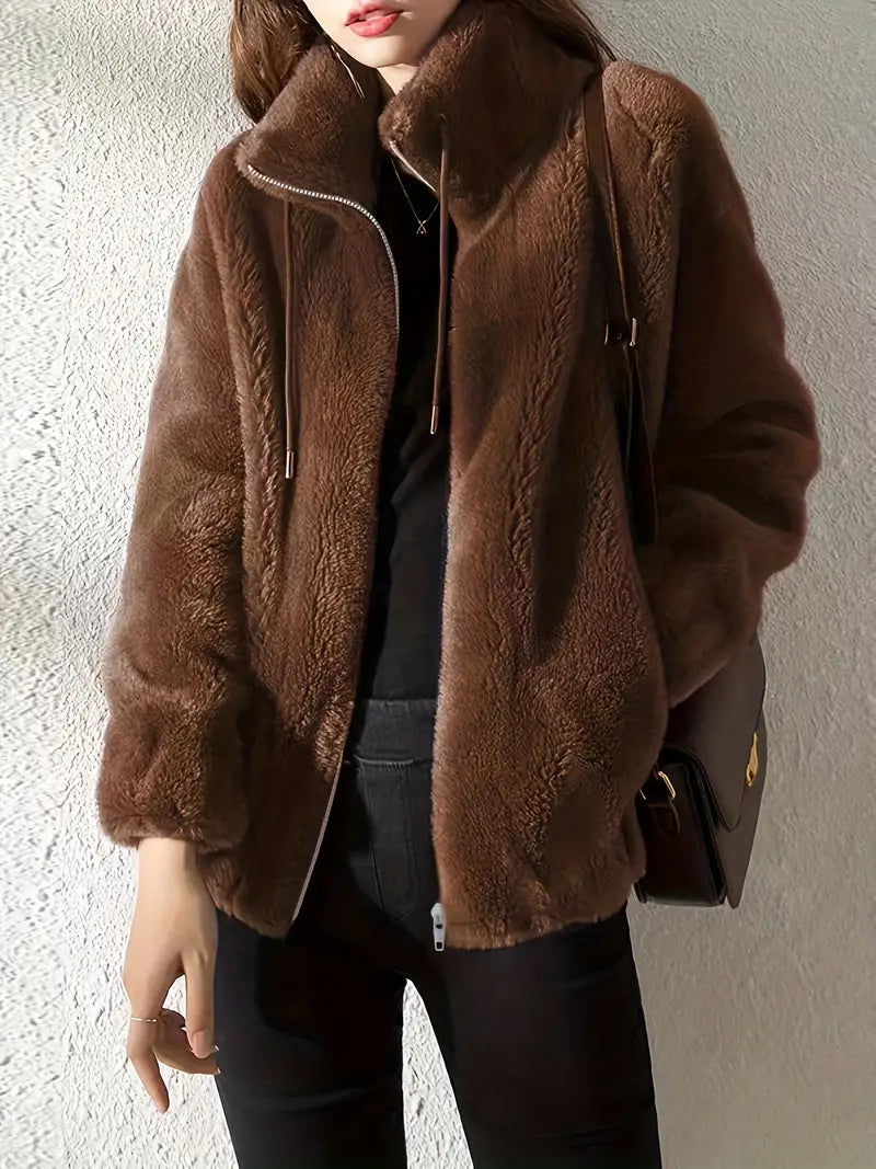 ModeGeist | Warmer Damen Fleecejacke mit Stehkragen und Reißverschluss