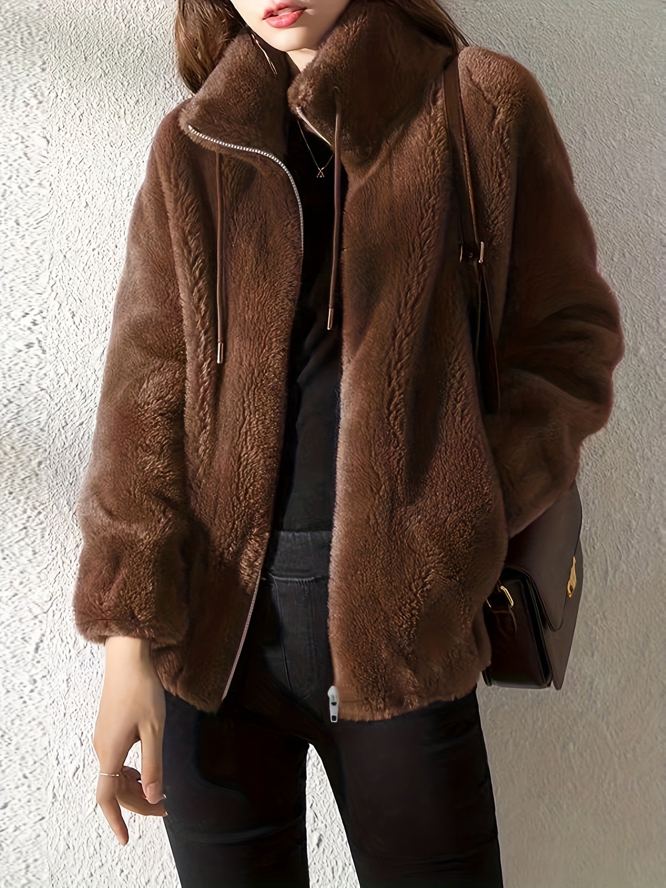 ModeGeist | Zip up Langarm Teddy Mantel