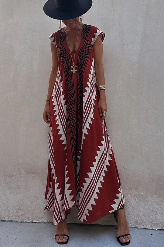 Julia: Maxidress with Ethno-Pattern (Available in 7 Colors)