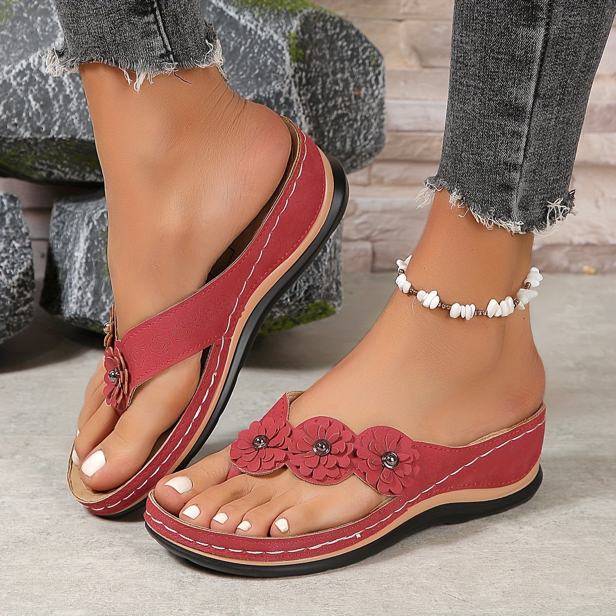 MODEGEIST Damen Komfort-Sandalen Verstellbar Gepolstert Orthopädisch