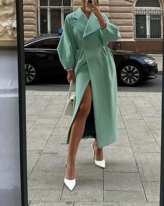ModeGeist | Damen Stilvoll Laternenärmel Lange Mantel