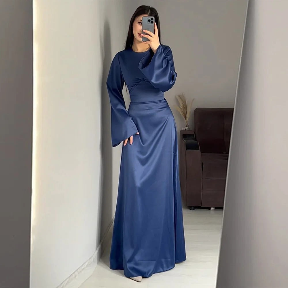 ModeGeist | Schickes Damen Maxikleid mit Langen Ärmeln und Tailliertem Schnitt