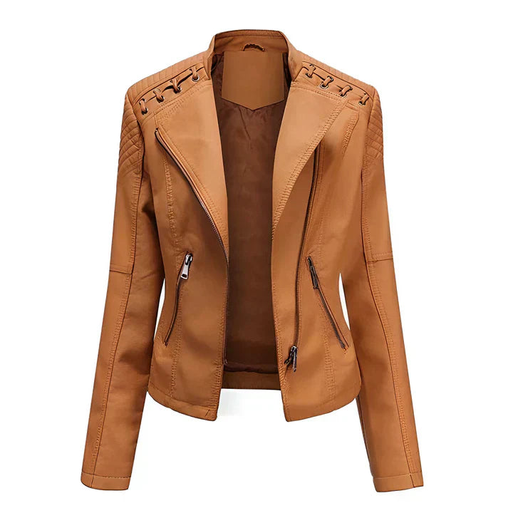 ModeGeist | Pudriges Lederjacke mit Reißverschluss