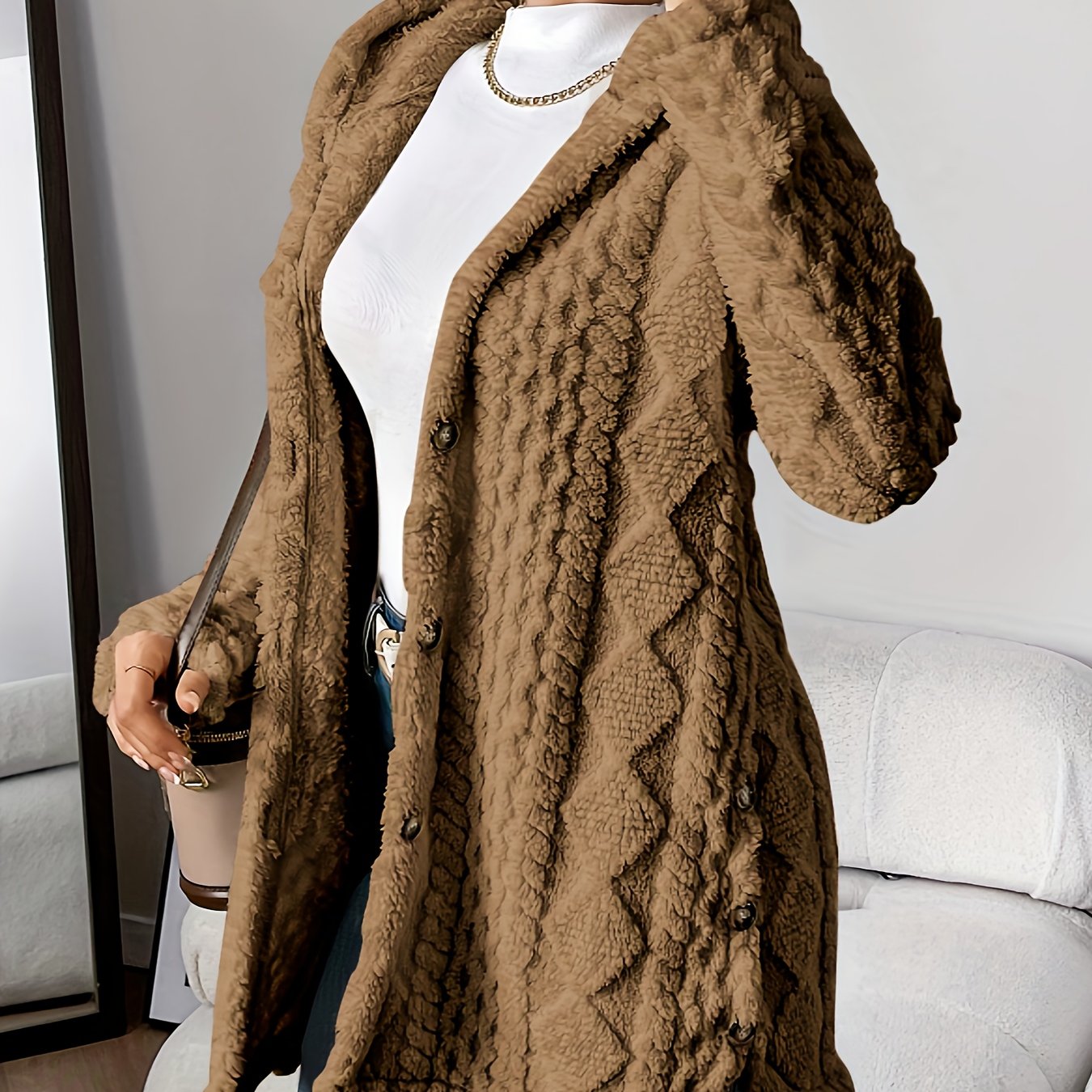 ModeGeist | Lang Damenjacke Mit Kapuze – Marit