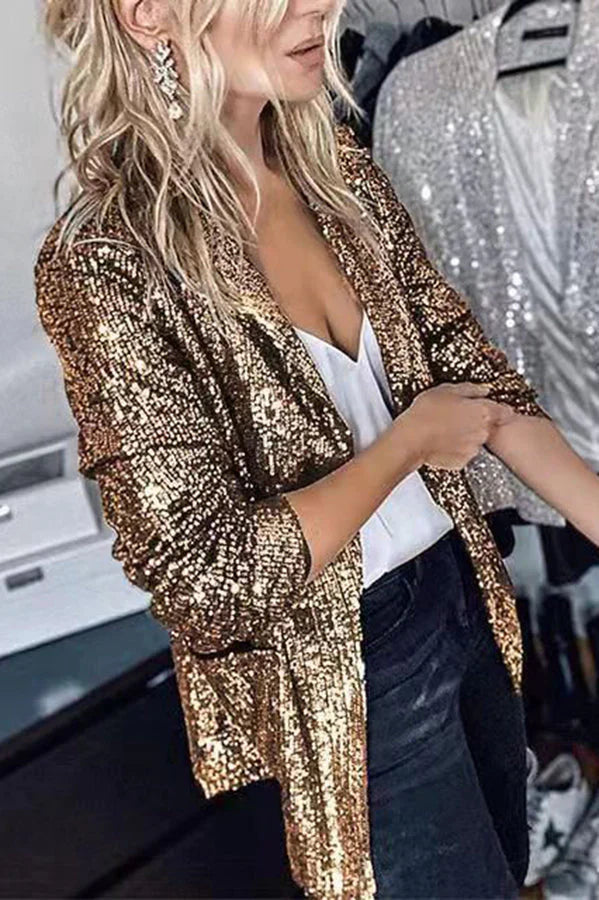 ModeGeist | Blazer mit Revers und Pailletten
