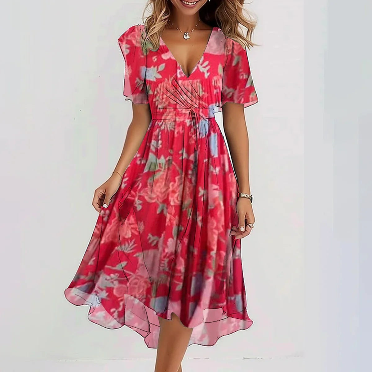 MODEGEIST Damen Sommerkleid ärmellos mit fließendem Rock luftig leicht