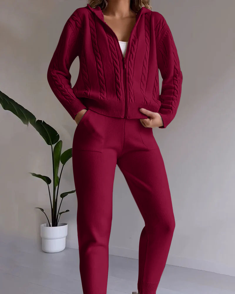 ModeGeist | Jacquard-Strickjacken-Set mit Twist-Design