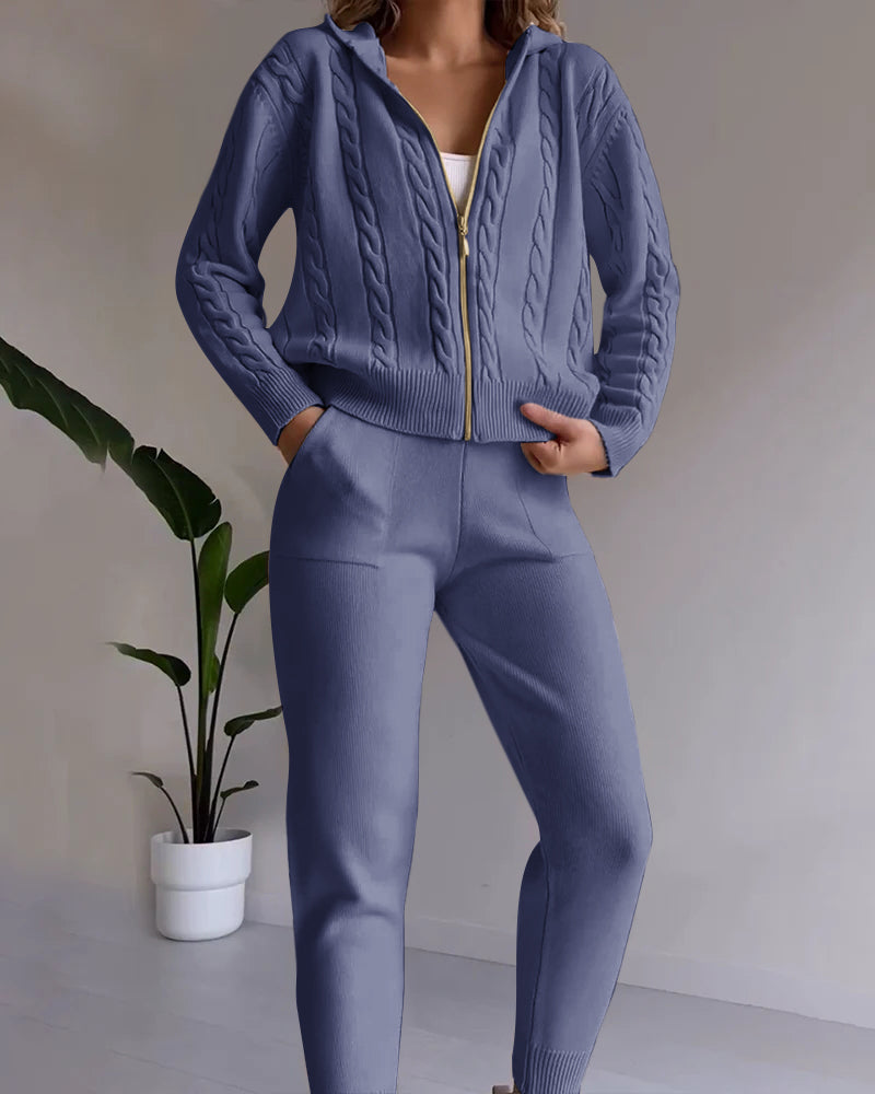 ModeGeist | Jacquard-Strickjacken-Set mit Twist-Design