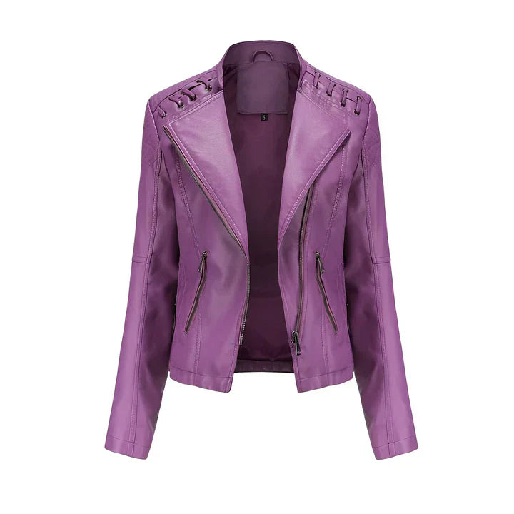 ModeGeist | Pudriges Lederjacke mit Reißverschluss